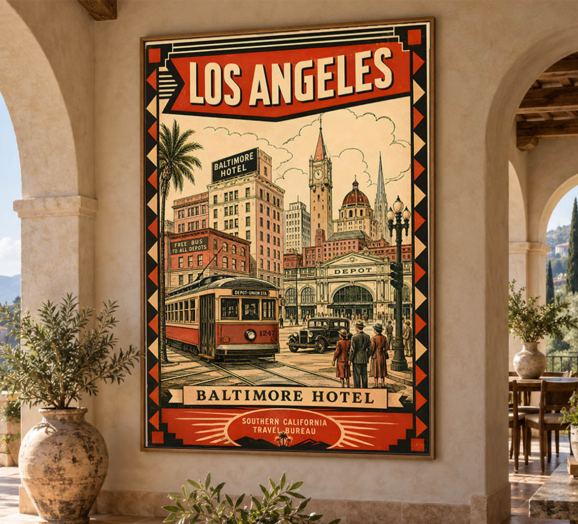 California - Baltimore Hotel - Vintage Tourism Travel Poster