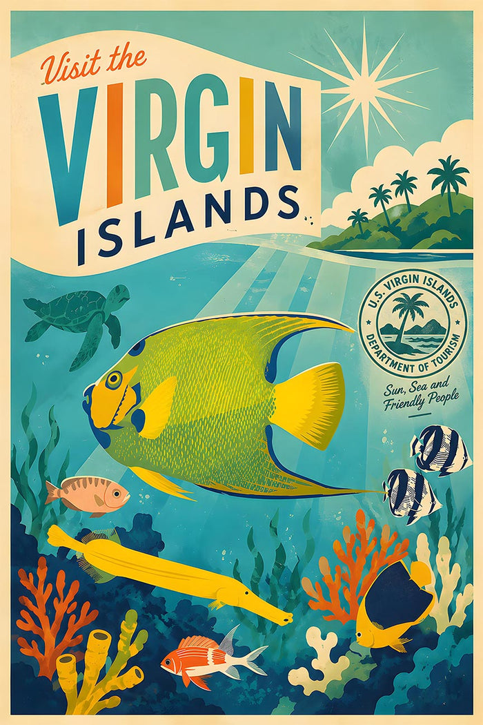 US - Visit the Virgin Islands - Vintage Tourism Travel Poster