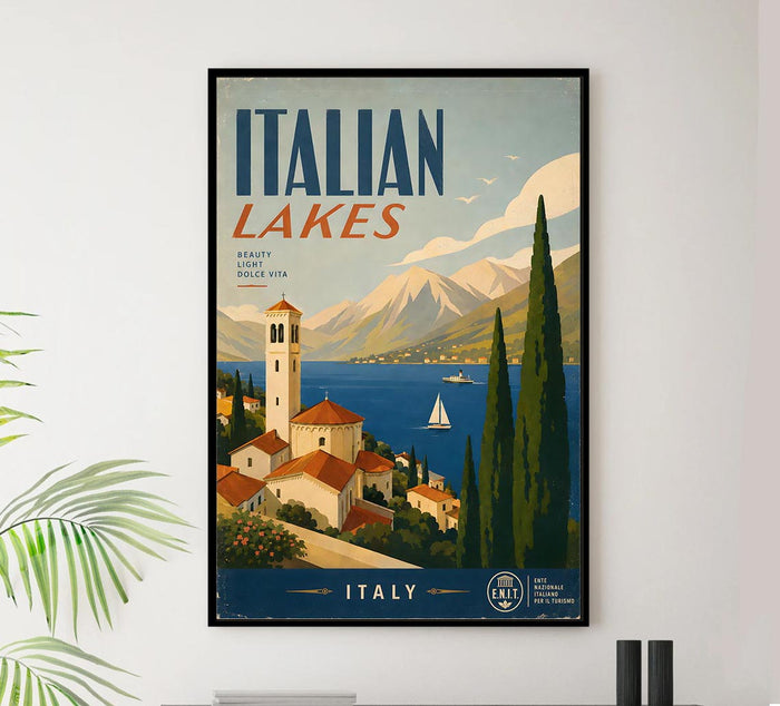 Italy - Italian Lakes - Vintage Tourism Travel Poster