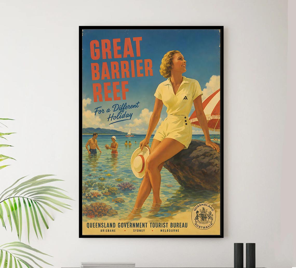 Australia - Great Barrier Reef - Vintage Tourism Travel Poster