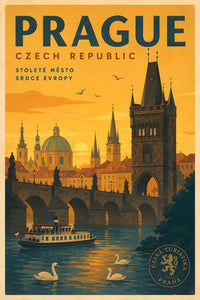 Czech Republic - Prague - Vintage Tourism Travel Poster