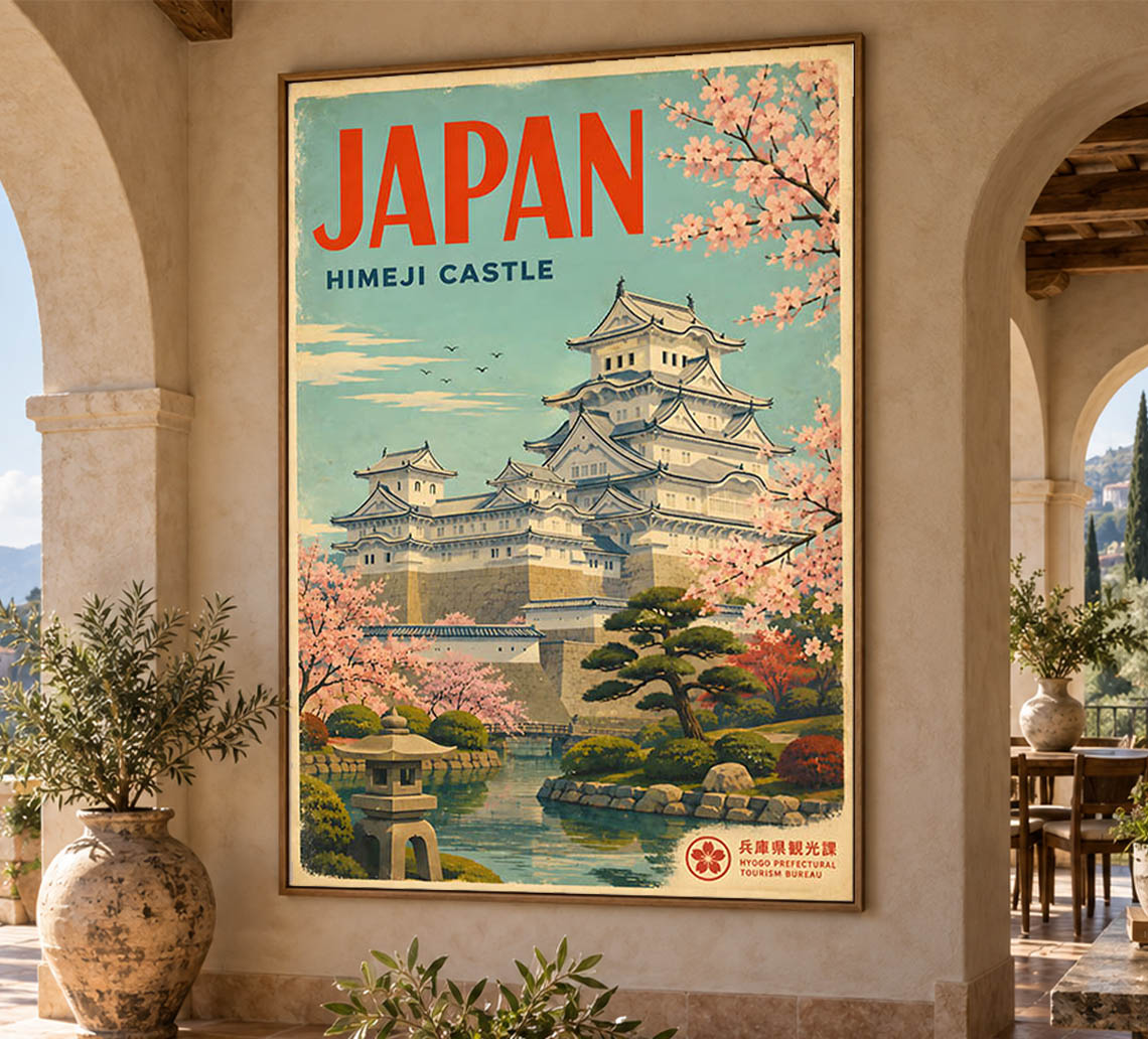 Japan - Himeji Castle v1 - Vintage Tourism Travel Poster