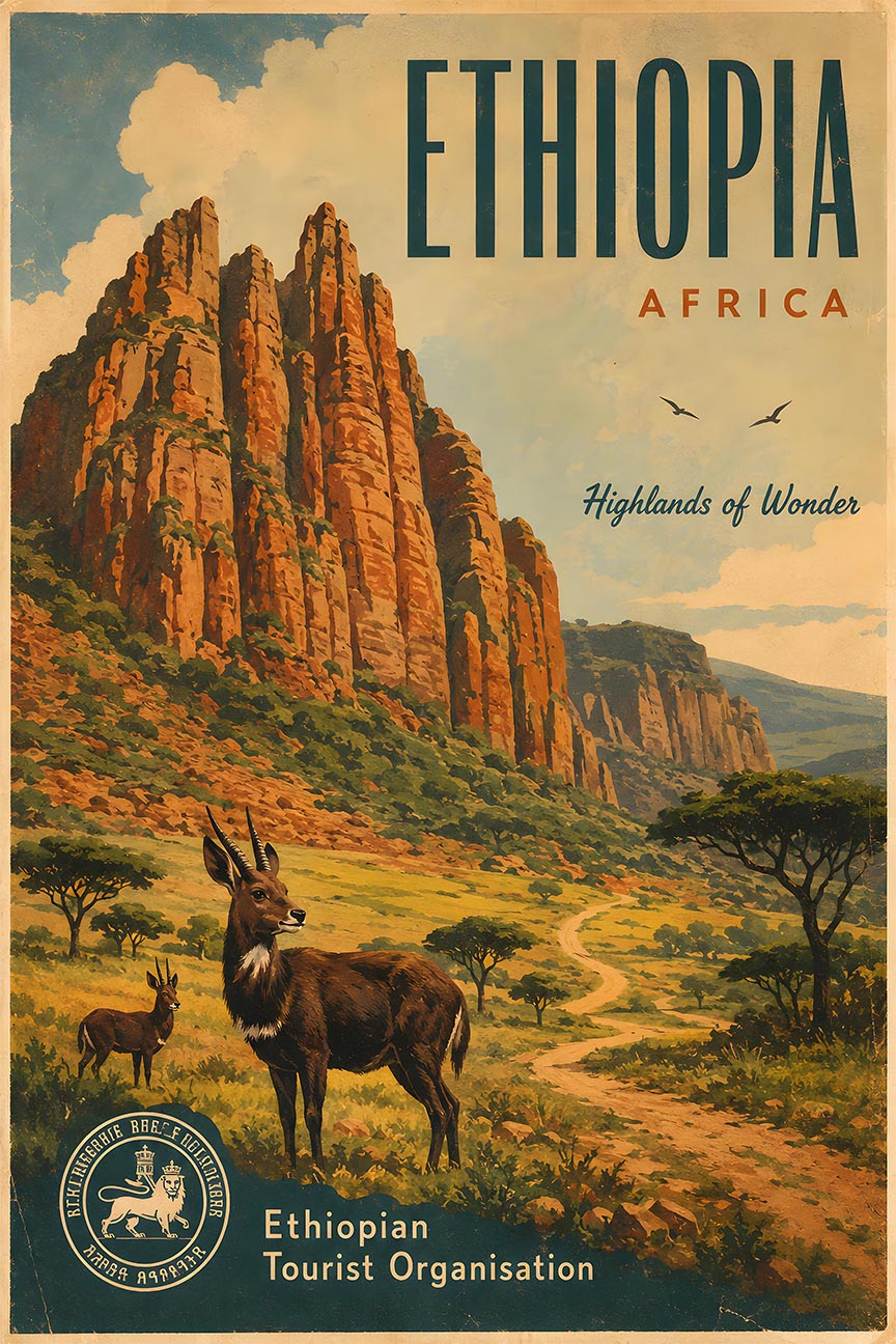 Africa - Ethopia - Vintage Tourism Travel Poster