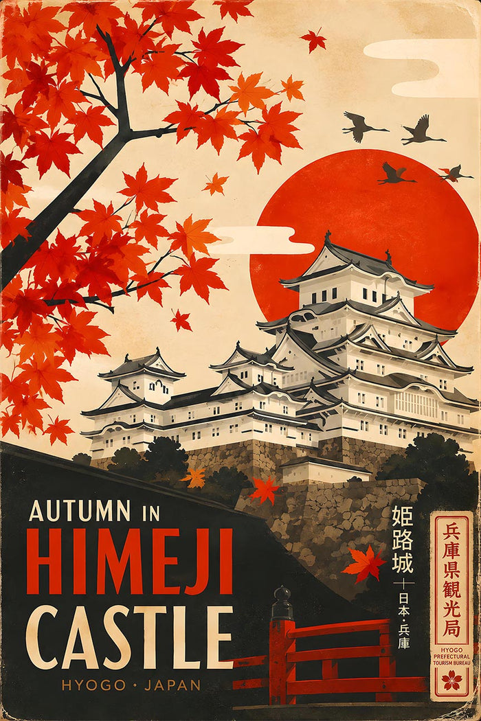 Japan - Himeji Castle v2 - Vintage Tourism Travel Poster
