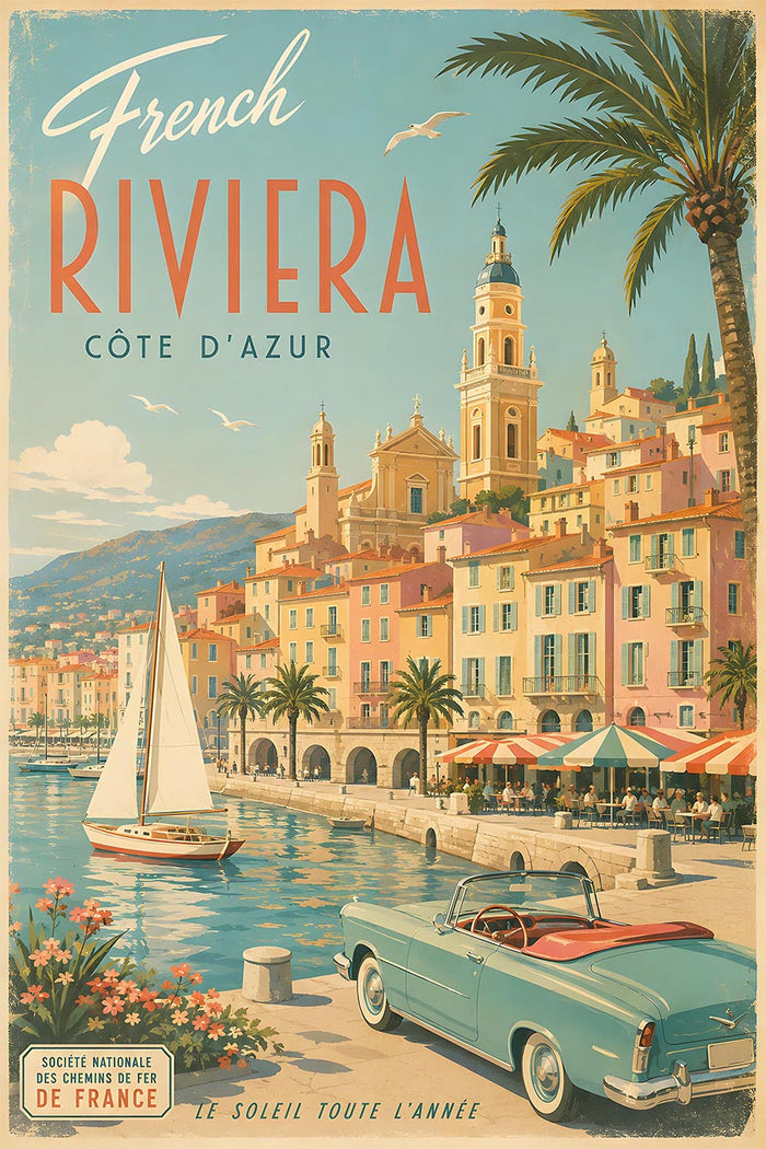 France - French Riviera - Vintage Tourism Travel Poster
