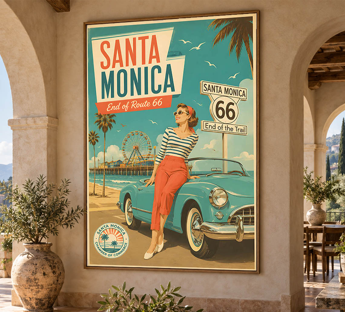 California - Santa Monica - Vintage Tourism Travel Poster