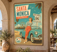 California - Santa Monica - Vintage Tourism Travel Poster