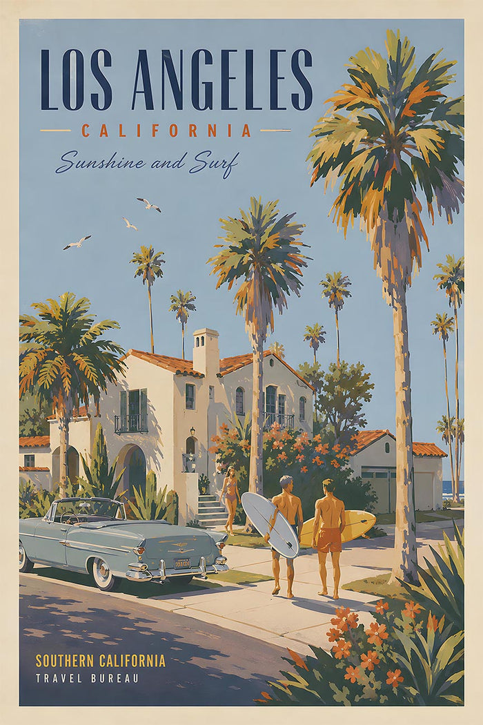 California - Los Angeles - Vintage Tourism Travel Poster