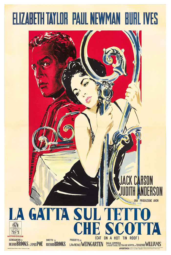 Cat on a Hot Tin Roof 1958 - Paul Newman - Italy - Classic Movie Poster