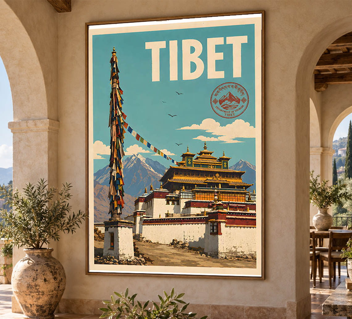 Tibet - Tourism - v1 - Vintage Travel Poster