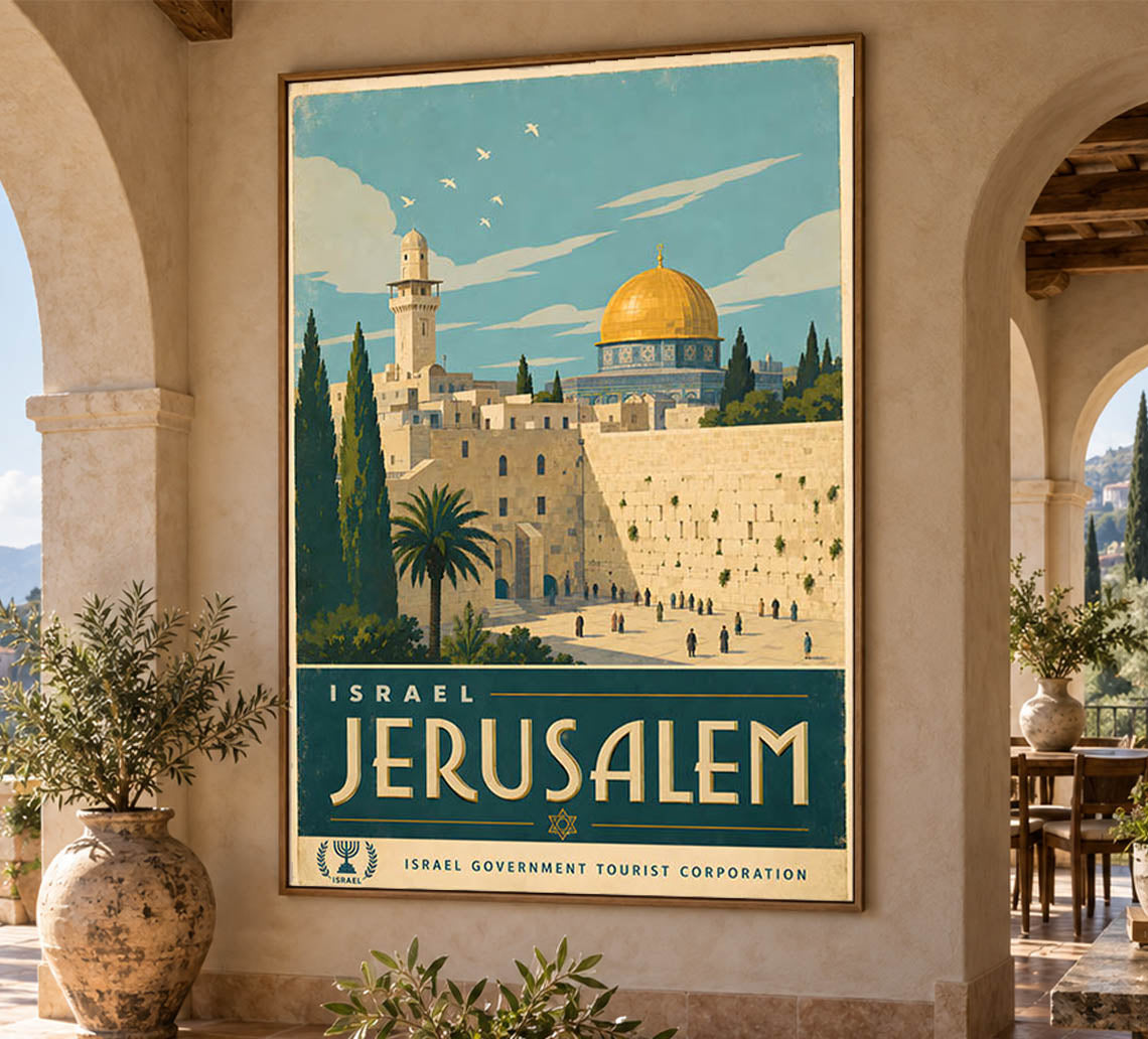 Israel - Jerusalem - Vintage Tourism Travel Poster