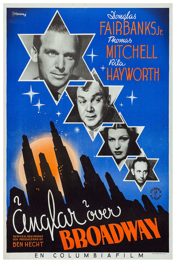 Angels Over Broadway 1940 - Rita Hayworth - Sweden - Classic Movie Poster