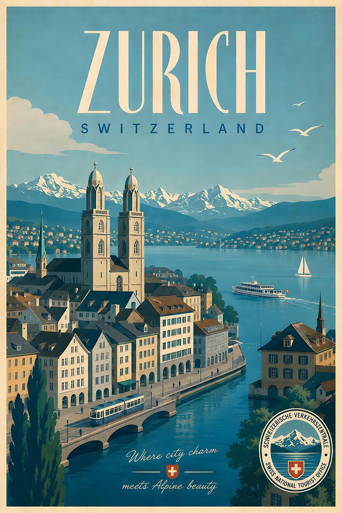 Switzerland - Zurich - Vintage Tourism Travel Poster