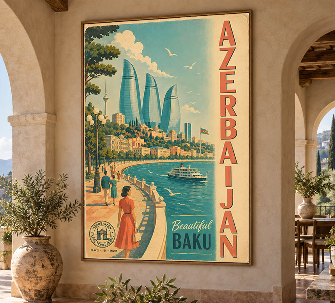 Azerbaijan - Tourism - v1 - Vintage Travel Poster