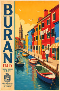 Italy - Burano 2 - Vintage Tourism Travel Poster