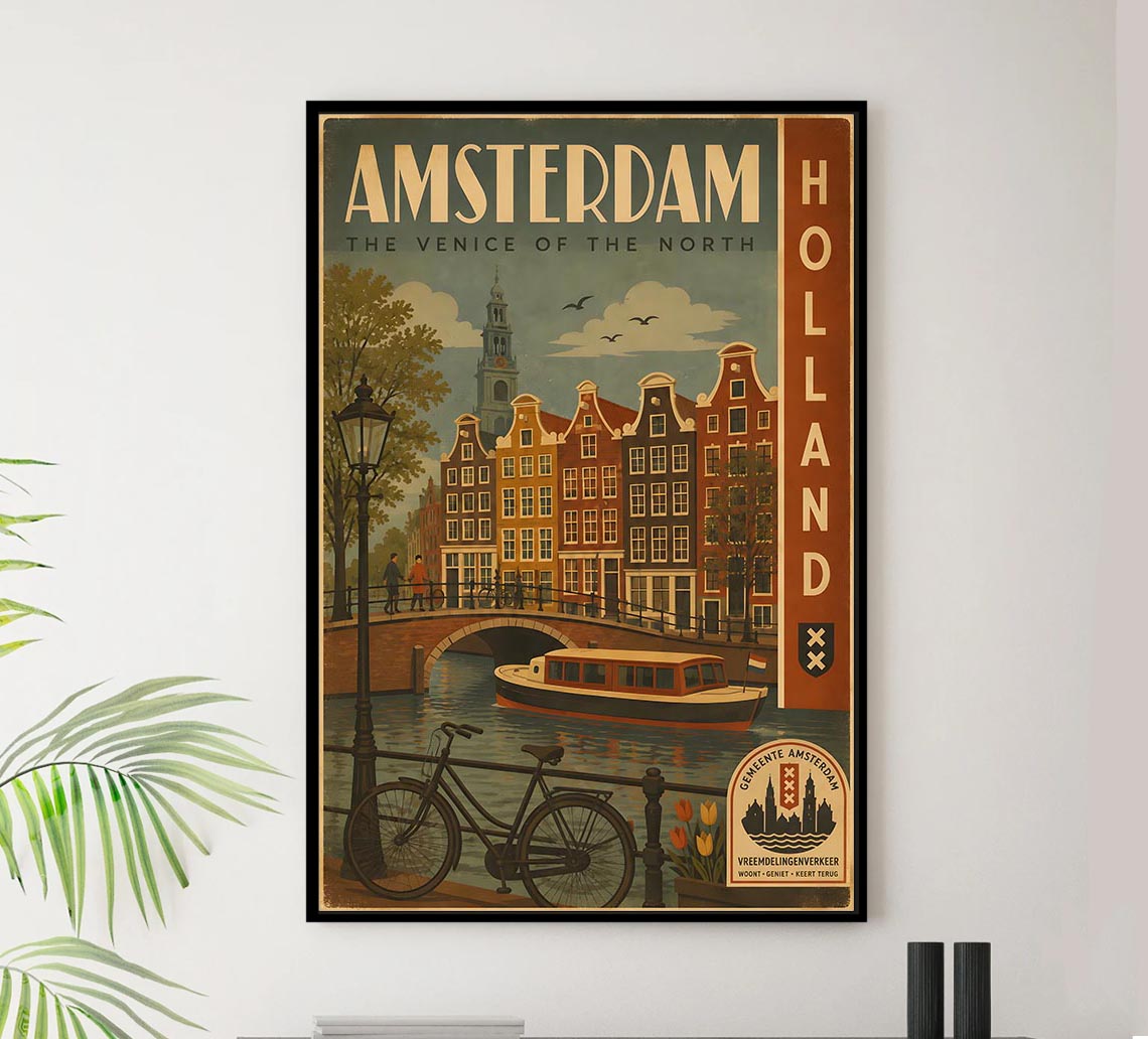 Netherlands - Amsterdam - Vintage Tourism Travel Poster