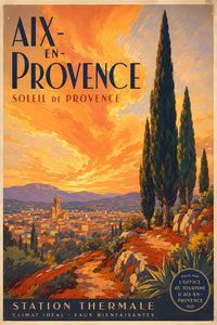 France - Aix-en-Provence - Vintage Tourism Travel Poster