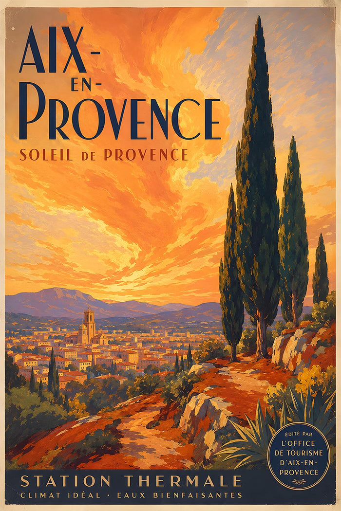 France - Aix-en-Provence - Vintage Tourism Travel Poster