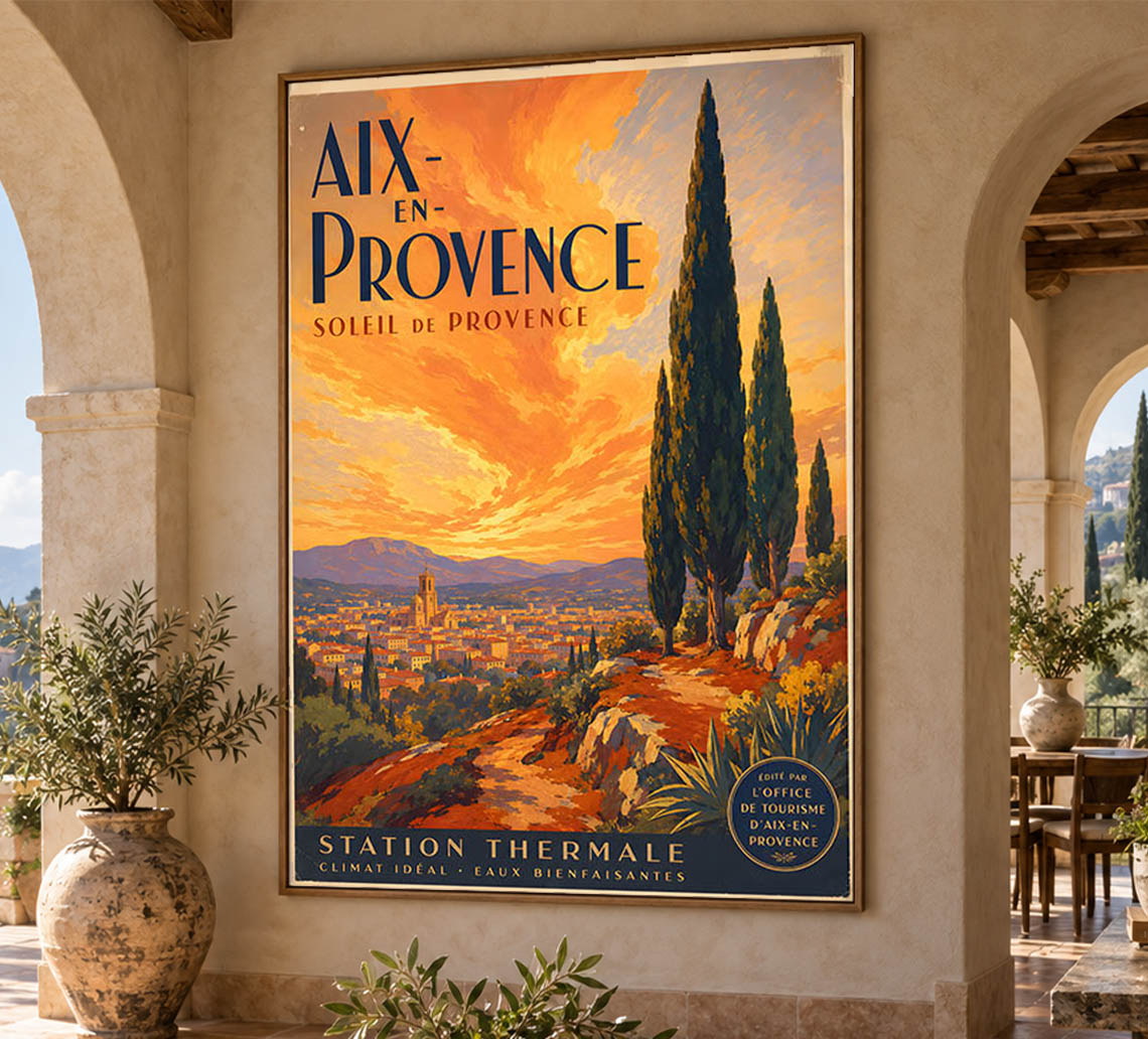 France - Aix-en-Provence - Vintage Tourism Travel Poster