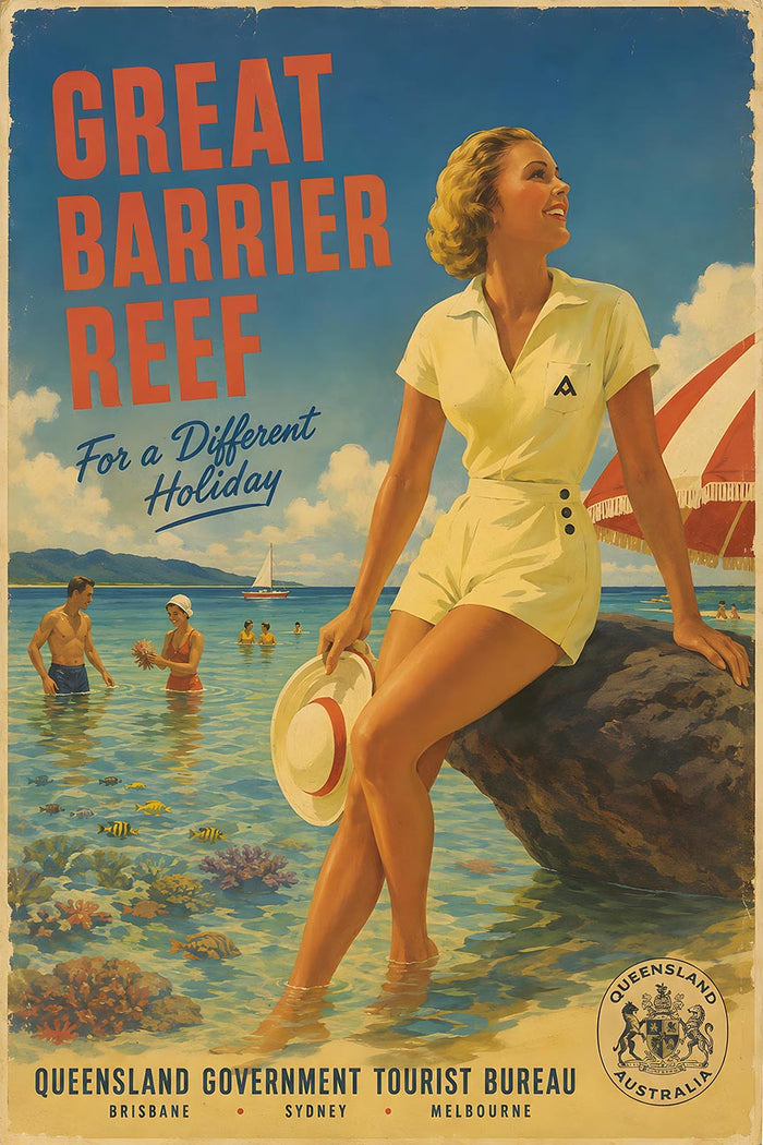 Australia - Great Barrier Reef - Vintage Tourism Travel Poster