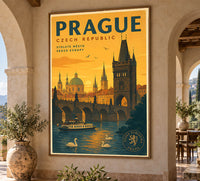 Czech Republic - Prague - Vintage Tourism Travel Poster