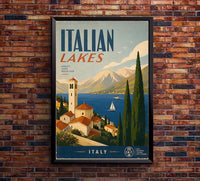 Italy - Italian Lakes - Vintage Tourism Travel Poster