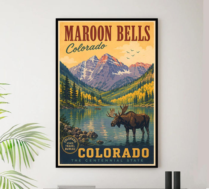 Colorado - Maroon Bells - Vintage Tourism Travel Poster