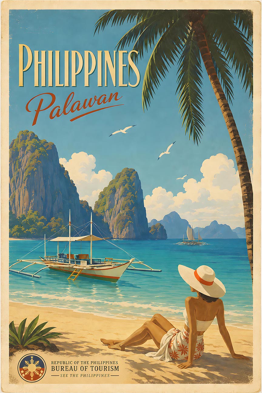 Philippines - Palawan - Vintage Tourism Travel Poster