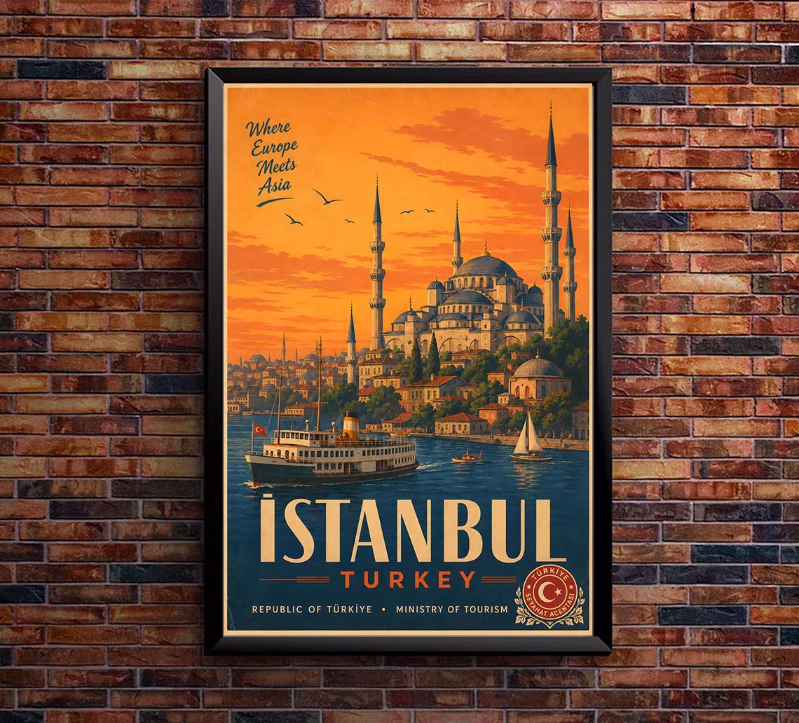 Turkey - Istanbul - Vintage Tourism Travel Poster