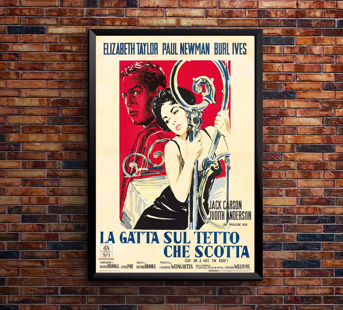 Cat on a Hot Tin Roof 1958 - Paul Newman - Italy - Classic Movie Poster