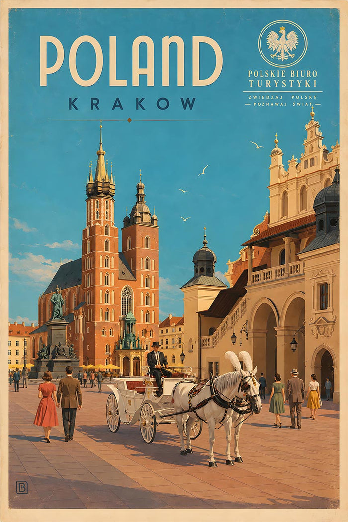 Poland - Krakow - Vintage Tourism Travel Poster