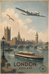 England - Air France - Vintage Tourism Travel Poster