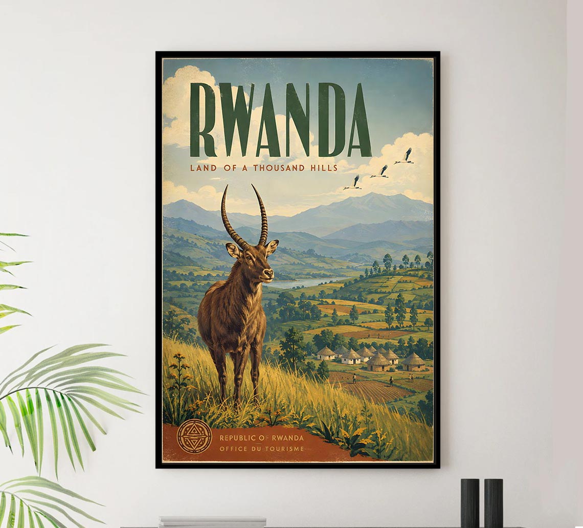 Africa - Rwanda - Vintage Tourism Travel Poster