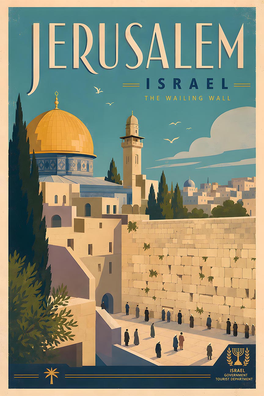 Israel - Jerusalem v2 - Vintage Tourism Travel Poster