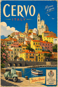 Italy - Cervo - Vintage Tourism Travel Poster