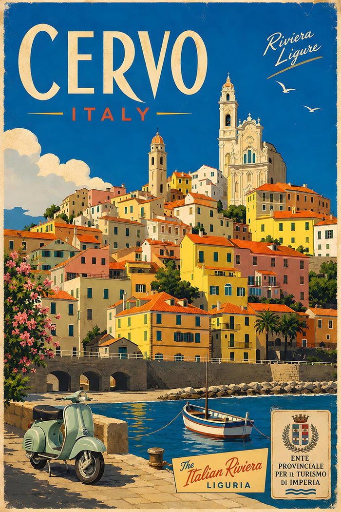 Italy - Cervo - Vintage Tourism Travel Poster