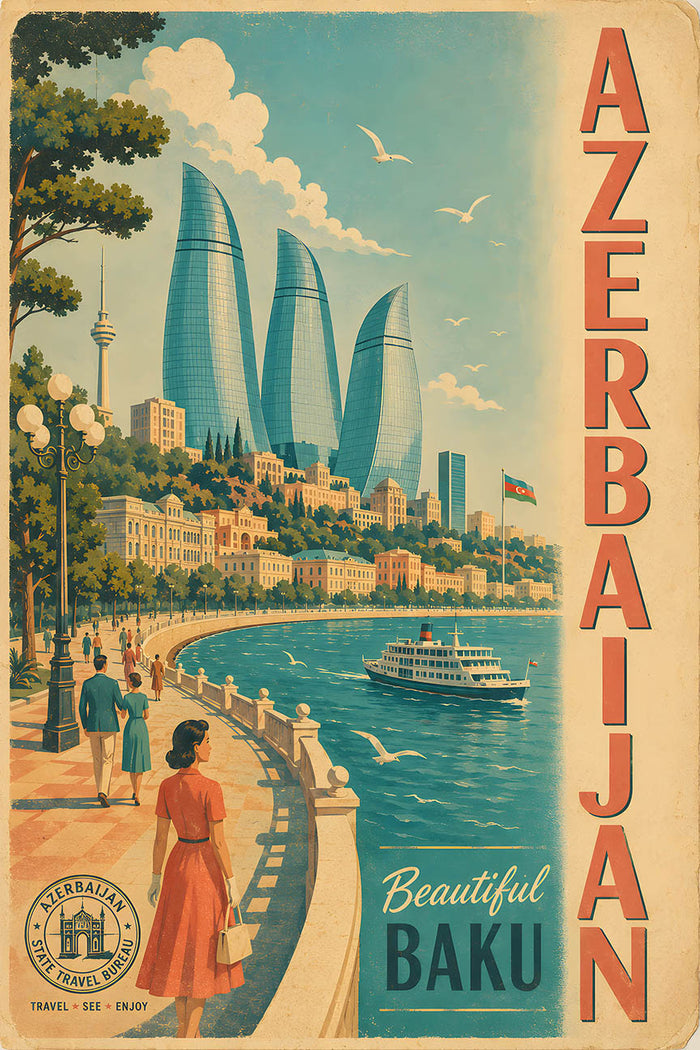 Azerbaijan - Tourism - v1 - Vintage Travel Poster