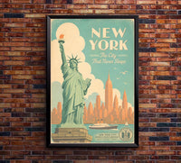 New York - Travel New v3 - Vintage Tourism Travel Poster