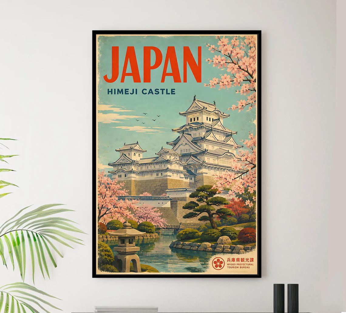 Japan - Himeji Castle v1 - Vintage Tourism Travel Poster
