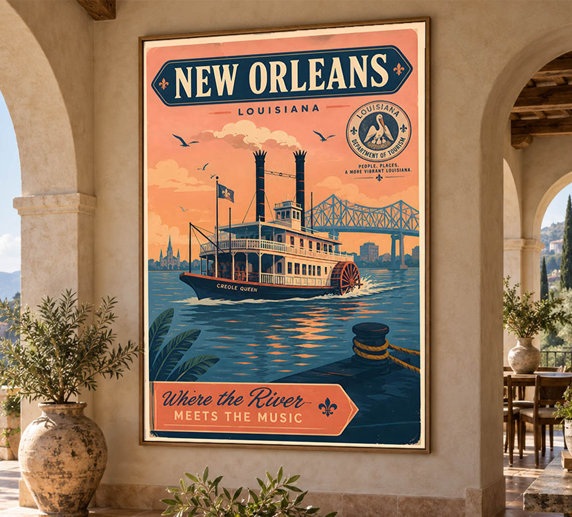 Louisiana - New Orleans v2 - Vintage Tourism Travel Poster
