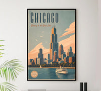Illinois - Chicago - Vintage Tourism Travel Poster