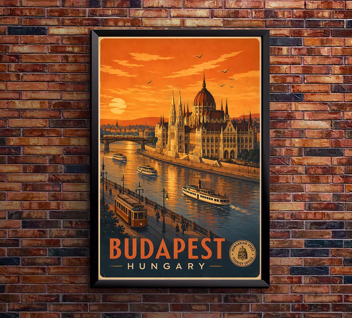 Hungary - Budapest - Vintage Tourism Travel Poster