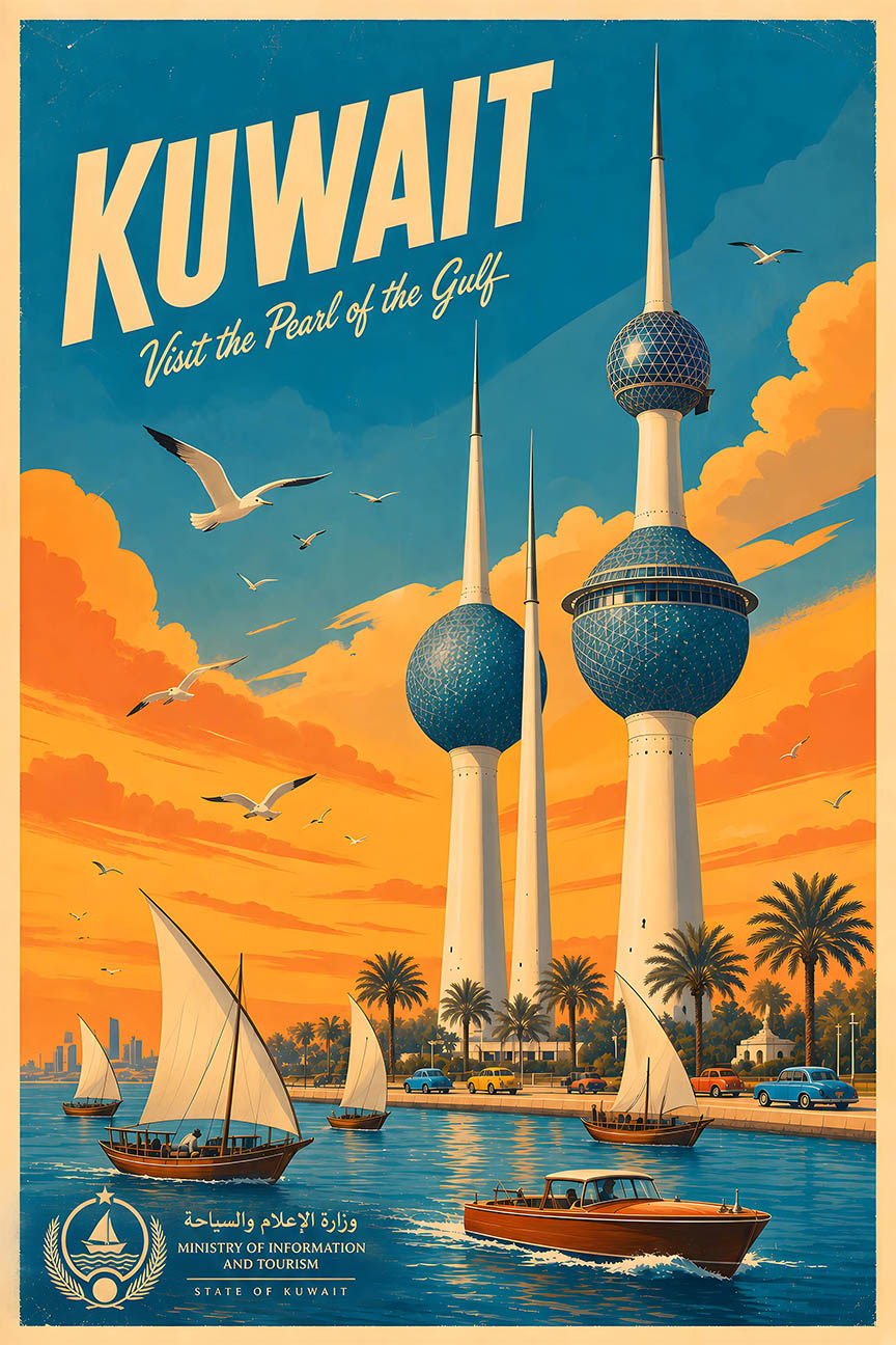 Kuwait - Tourism - v1 - Vintage Travel Poster