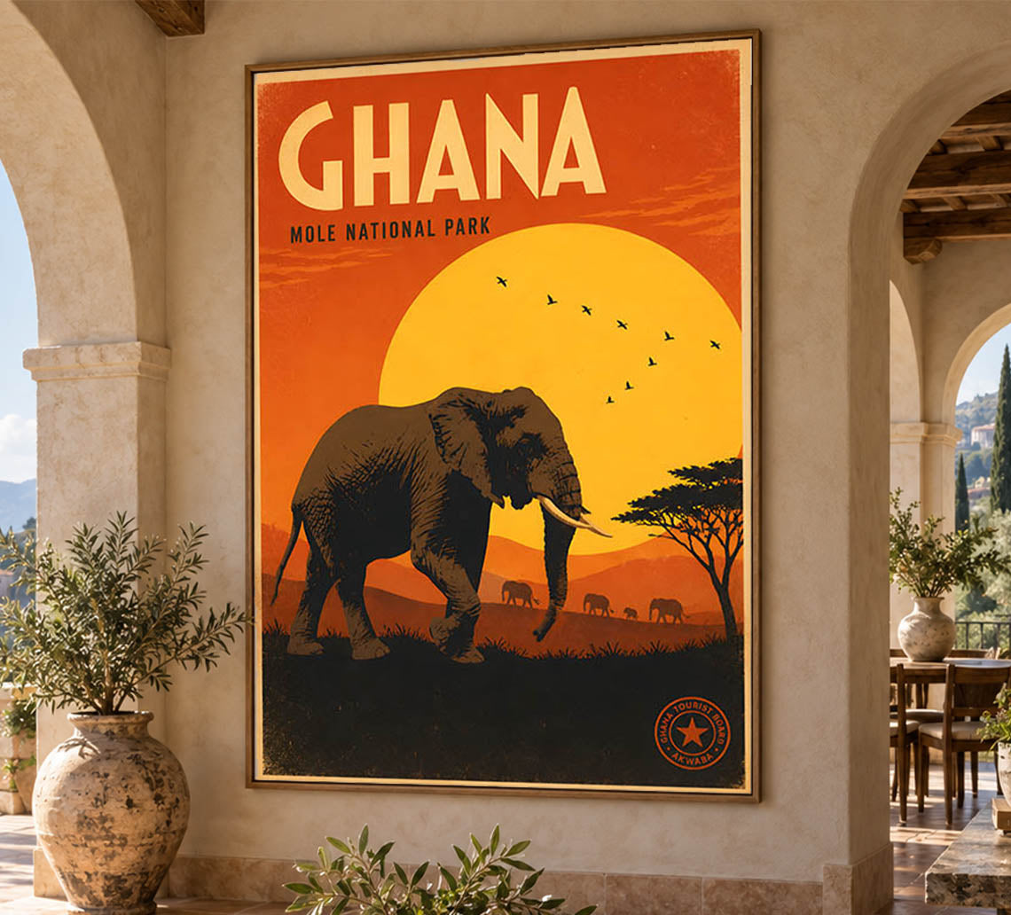 Ghana - Tourism - v1 - Vintage Travel Poster