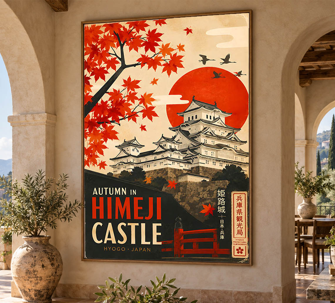 Japan - Himeji Castle v2 - Vintage Tourism Travel Poster – Lost