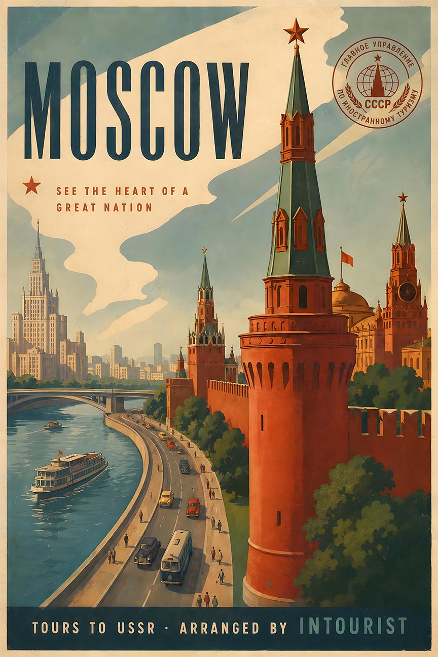 Russia - Moscow - Vintage Tourism Travel Poster