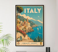 Italy - Amalfi Coast - Vintage Tourism Travel Poster