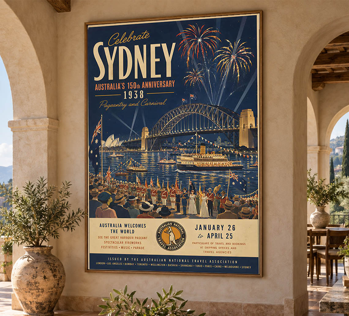 Australia - Sydney 1938 - Vintage Tourism Travel Poster
