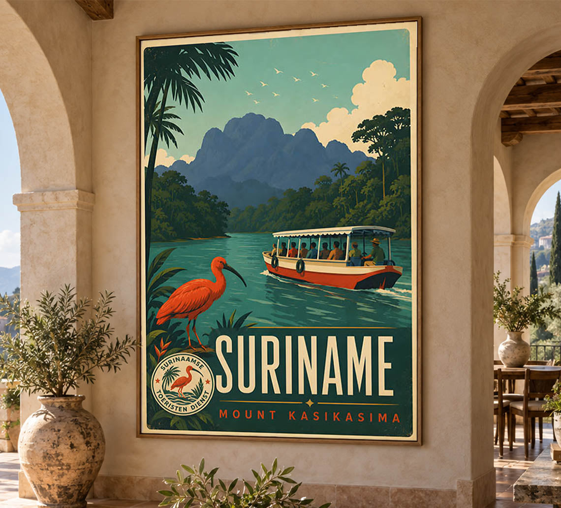 Suriname - Mount Kasishma - Vintage Tourism Travel Poster