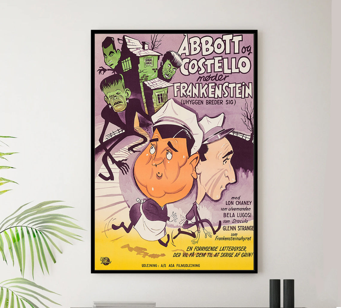 Bud Abbott Lou Costello Meet Frankenstein 1948 - Denmark - v2 - Classic Movie Poster